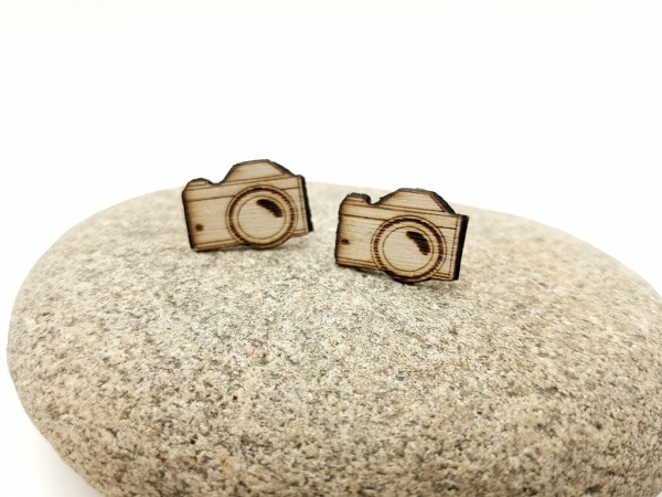 Kamera Holz Ohrstecker